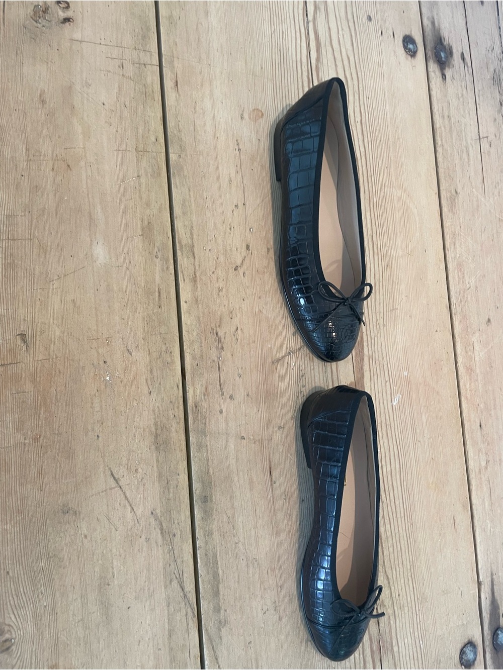 Chanel Black Crocodile Ballet Flats NWOB Size 38 - Picture 4 of 7